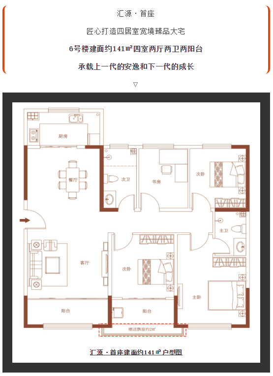 河景现房！141㎡四房宽境臻品户型，心动了吗？(图4)