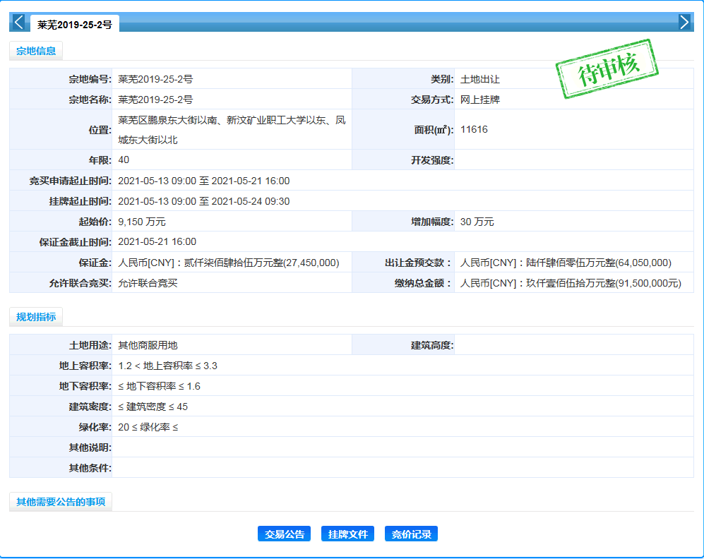 新地王诞生，莱芜区钢城区集中土拍盛宴落幕，共计揽金超18亿！(图4)