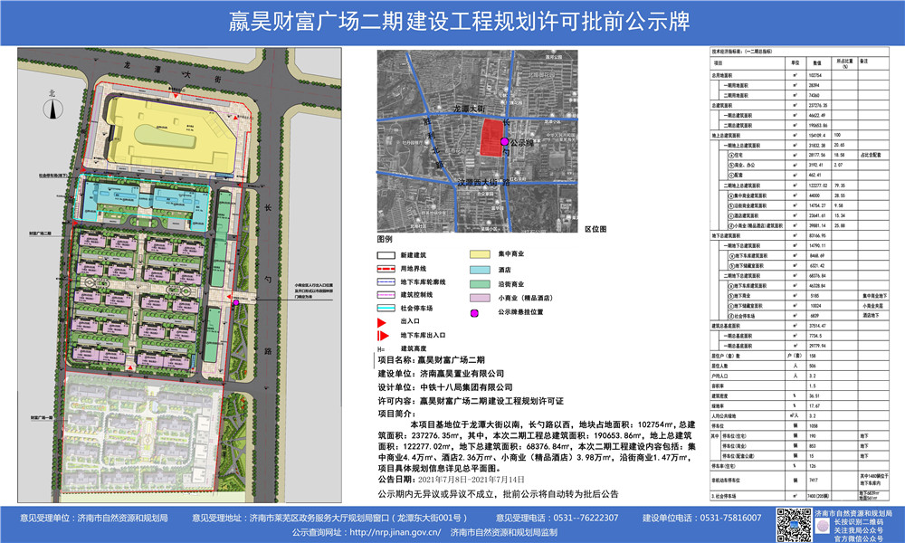 莱芜新增一商业综合体，嬴昊财富广场2期建设工程规划许可批前公示(图2)